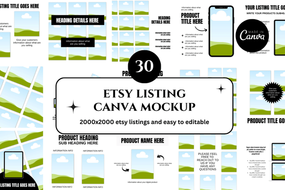 30 Etsy Canva Mockup Bundle for Digital Sellers