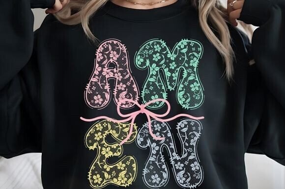 Amen Lace Text: Elegant Ornamental Design for Creative Projects