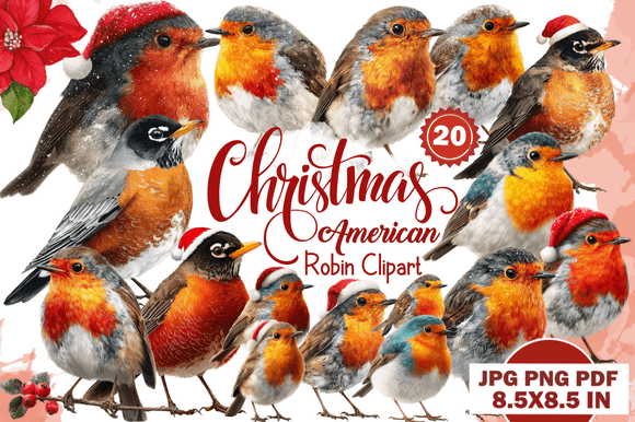 Christmas American Robin Clipart: A Festive Addition to Your Creative Projects