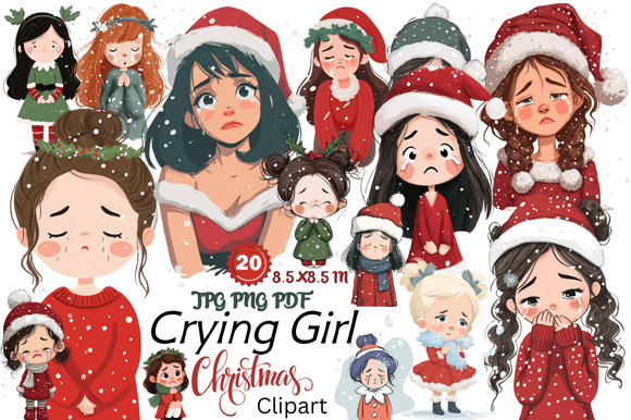 Crying Girl Christmas Clipart: A Versatile Resource for Creative Projects