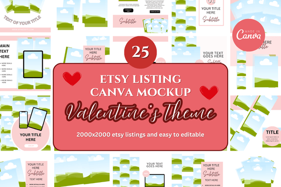 Designing Your Etsy Shop with 25 Etsy Listings Canva Mockup Templates