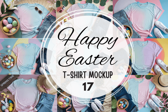 Easter T-shirt Mockup 3: Elevate Seasonal Apparel Presentations with Precision and Style