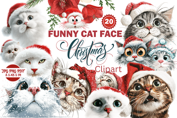 Funny Cat Face Christmas Clipart: A Creative Resource for Holiday Projects