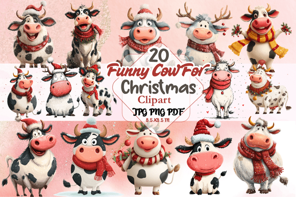 Funny Cow for Christmas Clipart