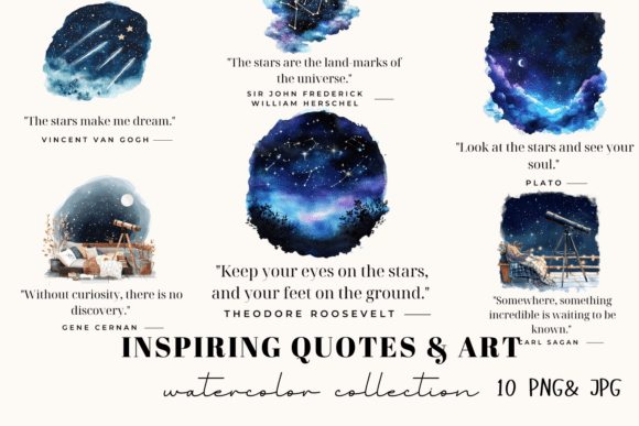 Inspiring Quotes Art – Digital Stickers: Integrating Celestial Imagery into Creative and Professional Workflows