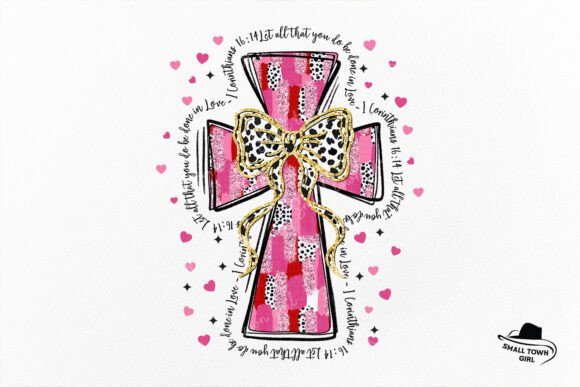 Pink Glitter Jesus Cross Valentine Png