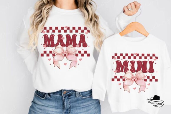 Retro Checkered Mama Mini Valentine Bow: Creative Asset