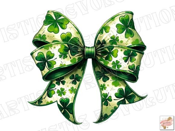 Retro Coquette Bow St Patrick's Day PNG for Creators