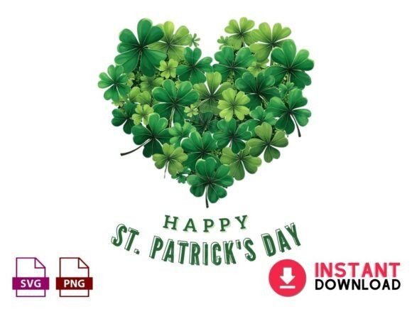 St. Patrick's Day Heart Design: A Versatile Graphic for Festive Crafts and Commercial Projects