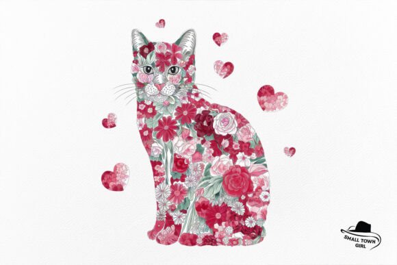 Valentine Floral Cat Heart Sublimation: A Versatile Digital Asset for Creative Projects