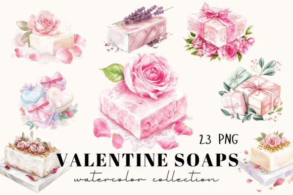 Watercolor Valentine Soaps Design Set