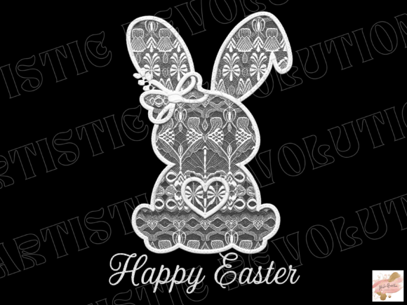 White Lace Bunny PNG for Coquette Easter Crafts